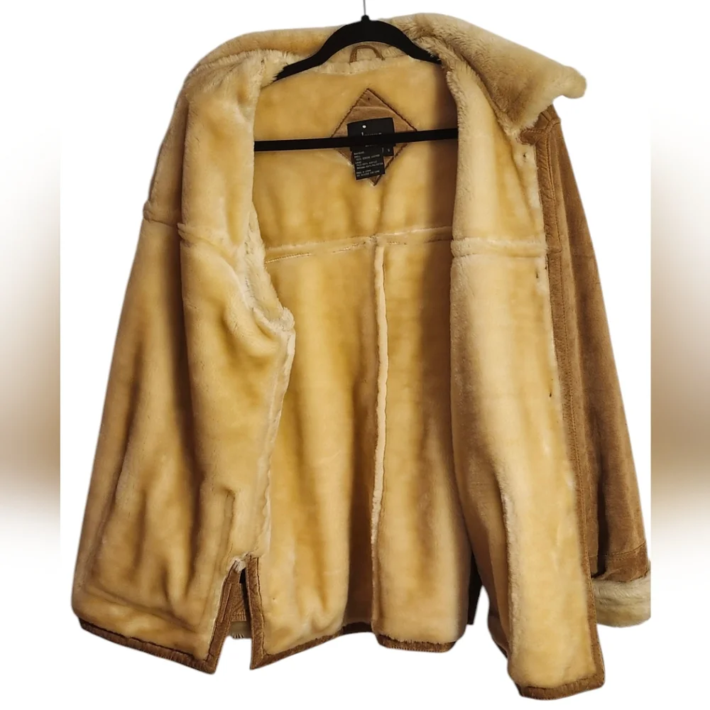 Dennis Basso Faux Fur Lined Leather Coat, Genuine Leather, Tan Leather, Small - Picture 7 of 8